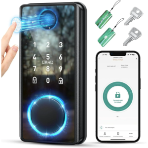 Keyless Entry Door Lock featuring Keypad and Fingerprint